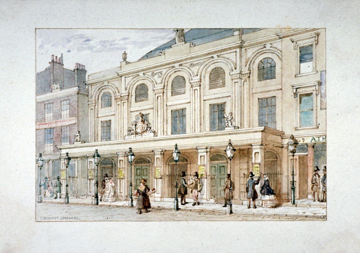 Surrey Theatre och Surrey Coffee House på Blackfriars Road, Southwark, London, c1835 av Thomas Hosmer Shepherd