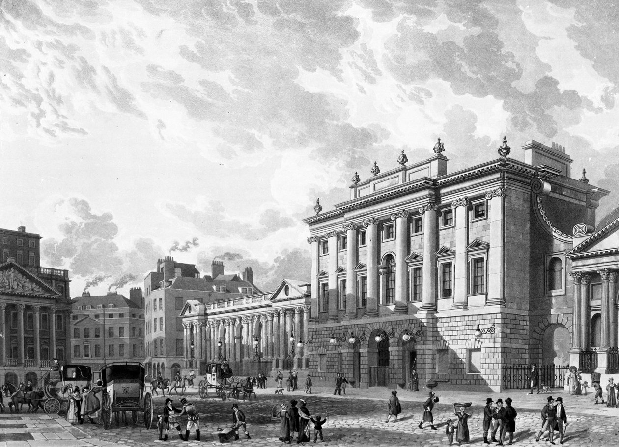 Bank of England, graverad av D. Havell av Thomas Hosmer Shepherd