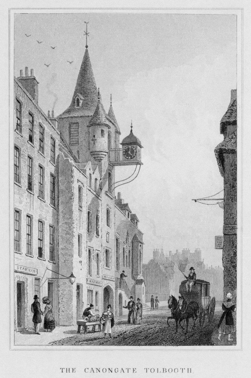 The Canongate Tolbooth, Edinburgh, graverad av Thomas Barber, 1829 bw foto) av Thomas Hosmer Shepherd