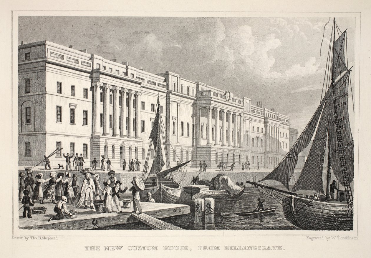 The New Custom House, från Billingsgate, från puben "London and it