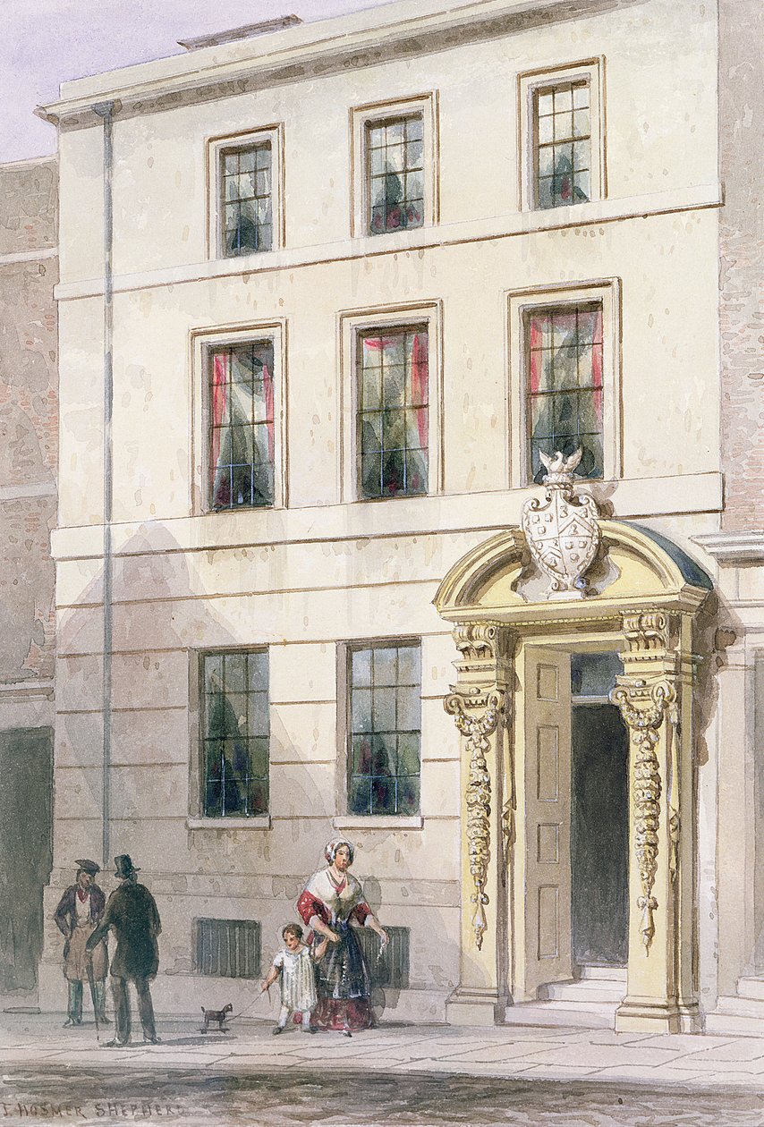 The New Front of Painter Stainers Hall, 1850 (wc på papper) av Thomas Hosmer Shepherd