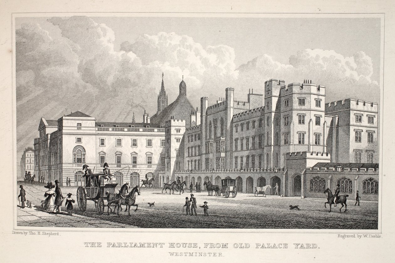 Parlamentshuset från Old Palace Yard, Westminster, från puben "London and it