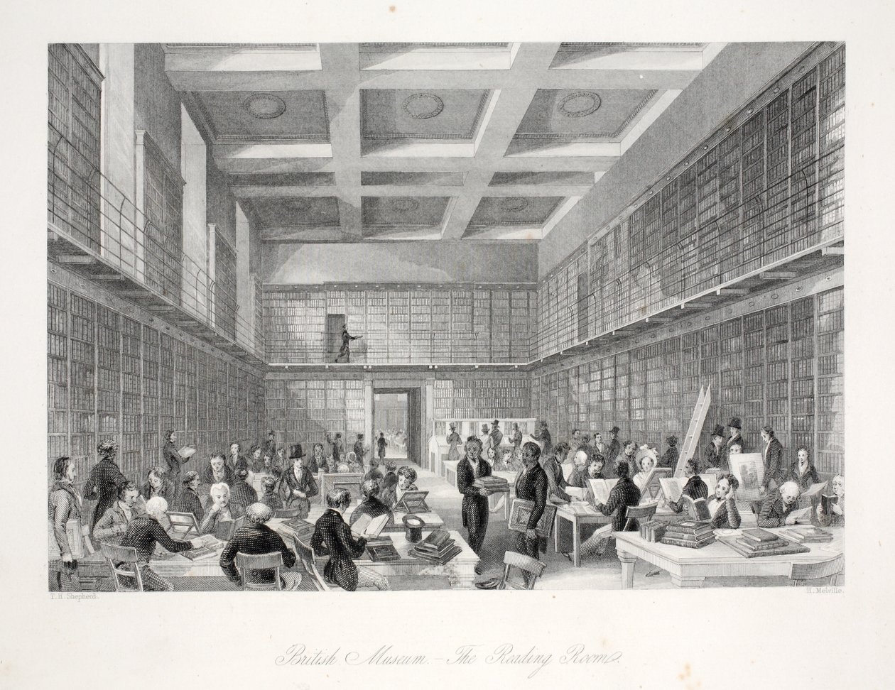 Lässalen och biblioteket på British Museum, från puben 