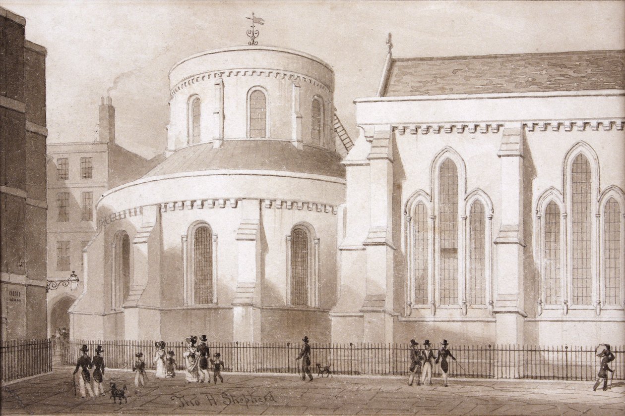 Tempelkyrkan i restaurerat skick (akvarell) av Thomas Hosmer Shepherd