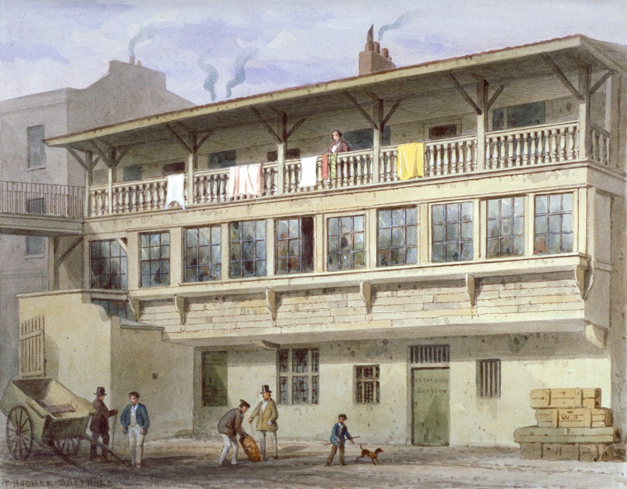 The White Bear Inn på Piccadilly, Westminster, London, 1856 av Thomas Hosmer Shepherd