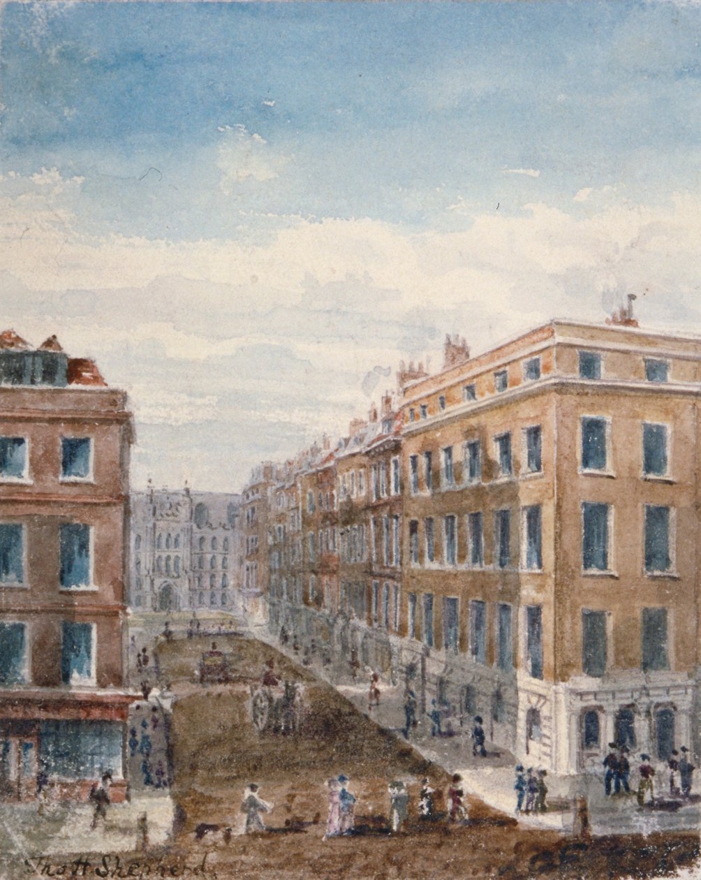 Utsikt över King Street, norrut från Cheapside till Guildhall, City of London, 1840 av Thomas Hosmer Shepherd