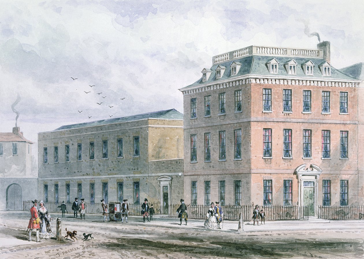 Utsikt över Soho Square och Carlisle House av Thomas Hosmer Shepherd