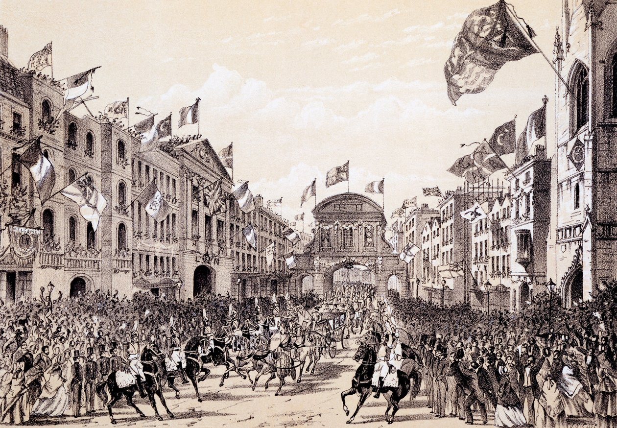 Besök av Napoleon III och kejsarinnan Eugenie i staden, 19 april 1855 av Thomas Hosmer Shepherd