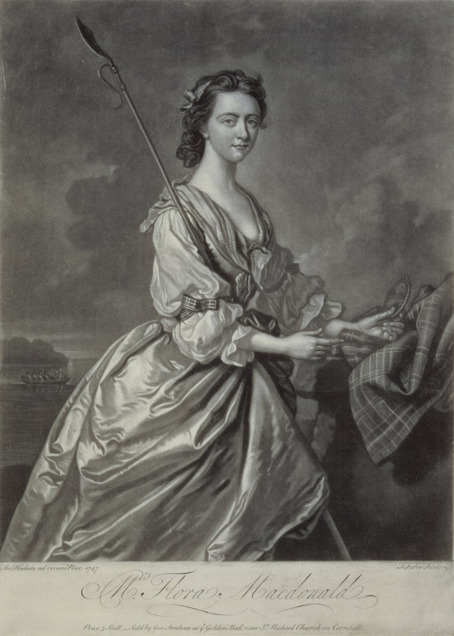 Flora MacDonald (1722-90), graverad av J. Faber,1747 (mezzotintgravyr) av Thomas Hudson