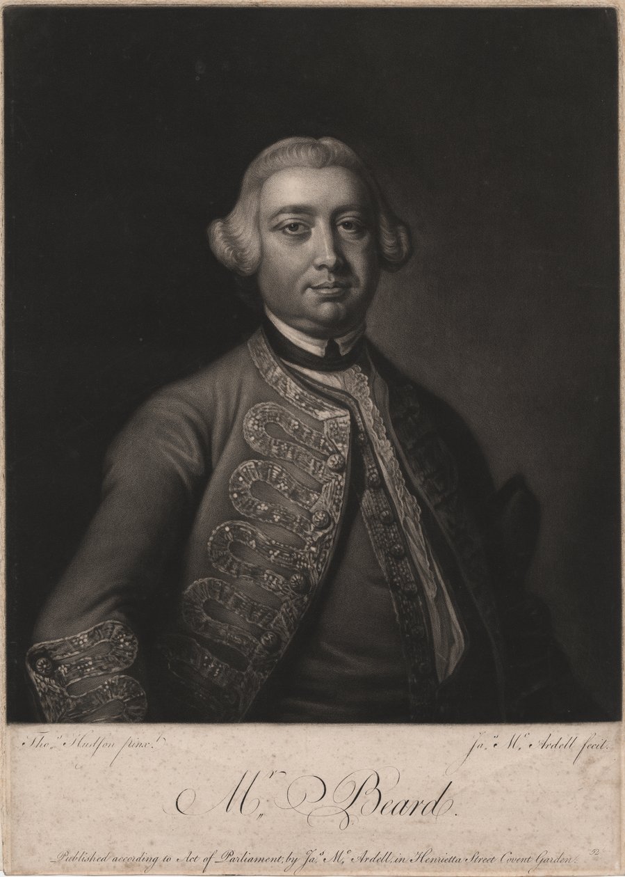 Mr. Beard, graverad av James McArdell (ca 1729-65), 1764 (mezzotint) av Thomas Hudson