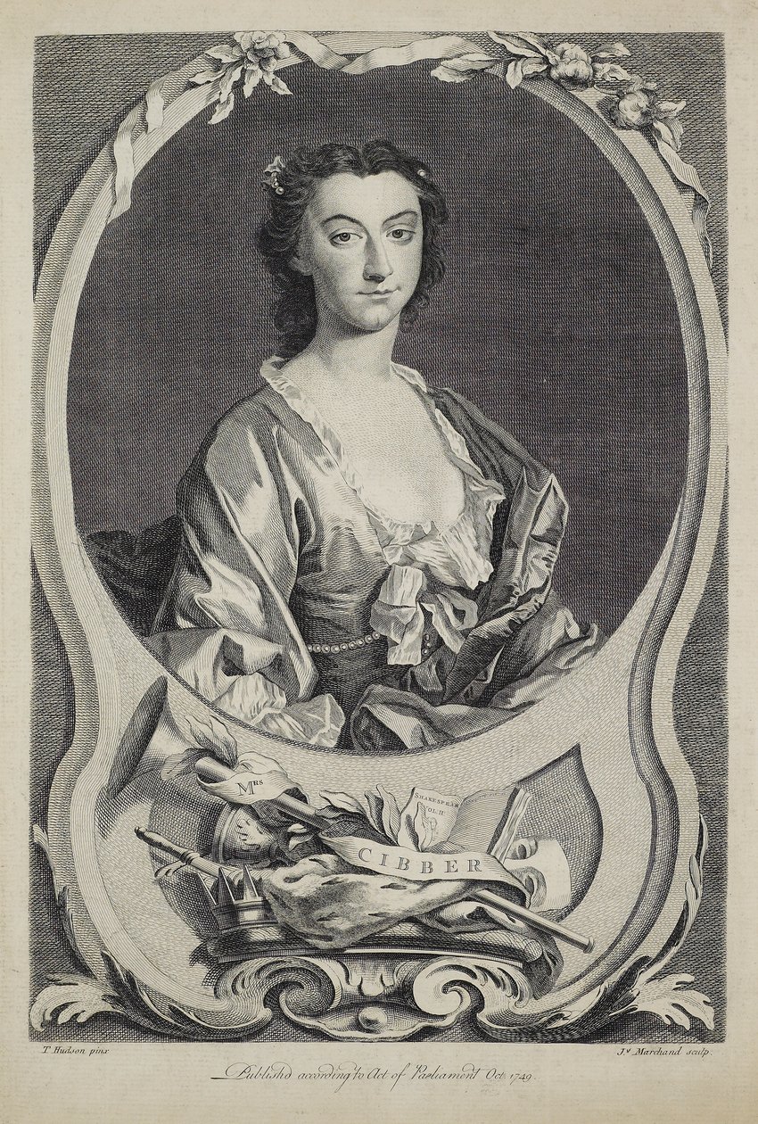 Fru Cibber, graverad av J. Marchand (fl.1749), 1749 av Thomas Hudson