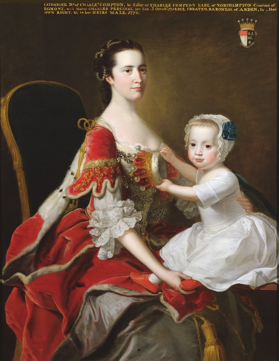 Porträtt av Catherine Compton (död 1784) grevinna av Egmont och hennes äldsta son Charles Perceval (f.1756) 1758 av Thomas Hudson