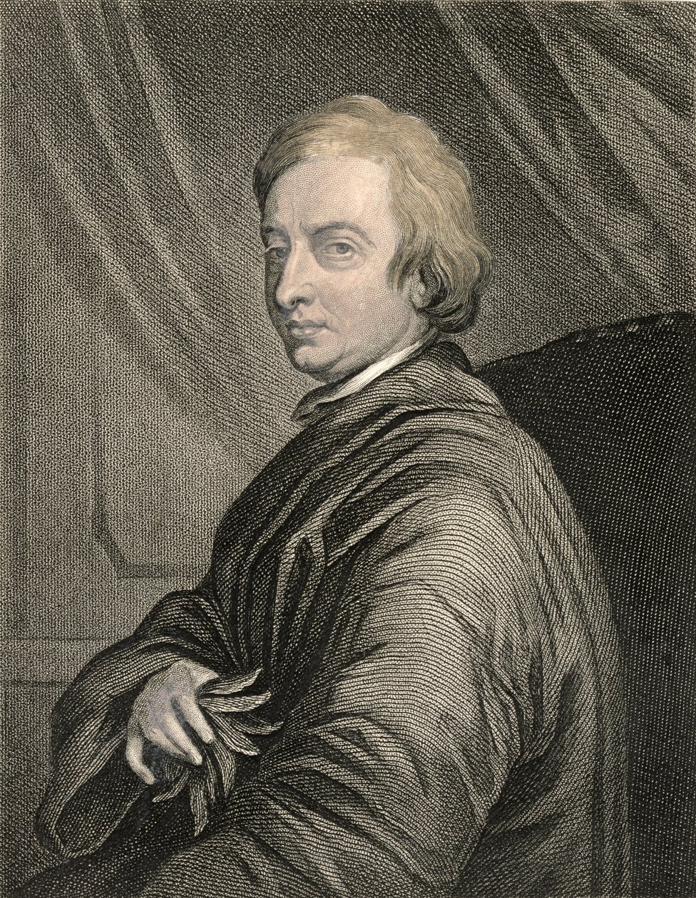 Porträtt av John Dryden (1631-1700) graverad av Charles Edward Wagstaff (f.1808) pub. av William Mackenzie av Thomas Hudson