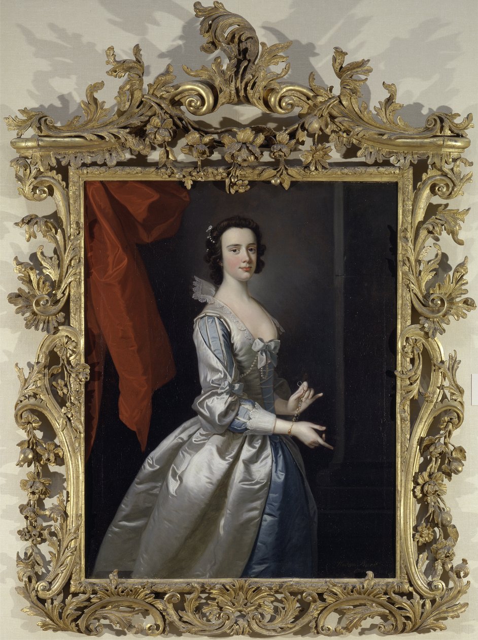 Porträtt av en kvinna, förmodligen Elizabeth Aislabie, från Studley Royal, Yorkshire av Thomas Hudson