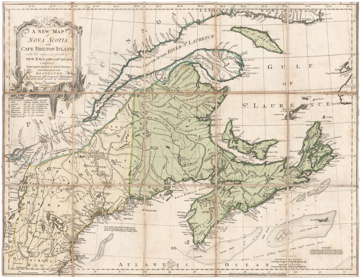 En karta över Nova Scotia av Jefferys av Thomas Jefferys