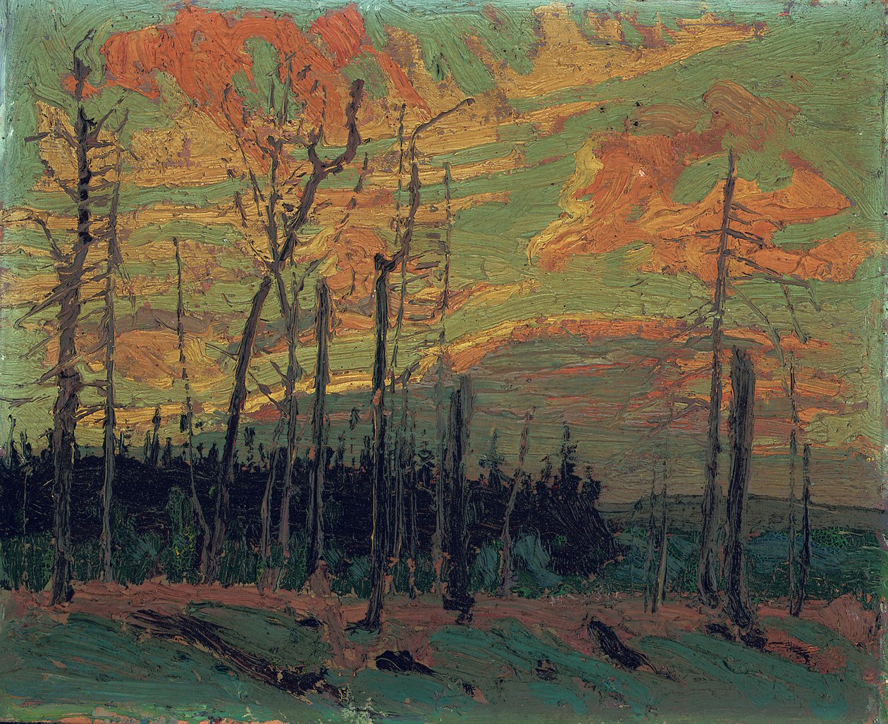 Bränt land vid solnedgången, 1915 av Tom Thomson