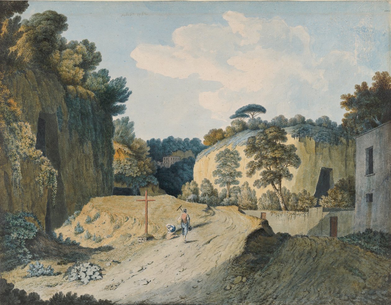 En väg i en ravin nära Neapel, 1782. av Thomas Jones