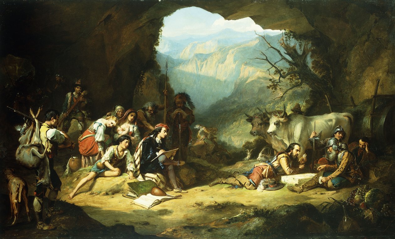 Salvator Rosas studio i bergen i Abruzzi, av Thomas Jones Barker
