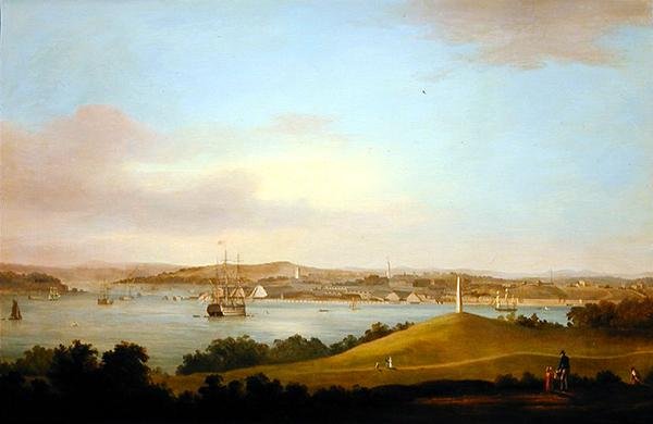 Utsikt över Tamars mynning, Plymouth (olja på panel) av Thomas L. Hornbrook