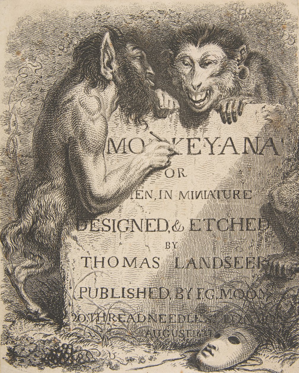 Titelsida: Monkey-Ana or Men, in miniature, 1 december 1827., 1 december 1827. av Thomas Landseer