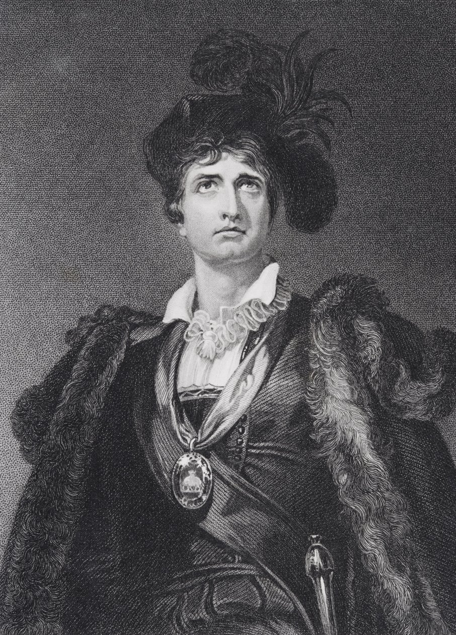 John Philip Kemble som Hamlet, graverad av G. Adcock av Thomas Lawrence