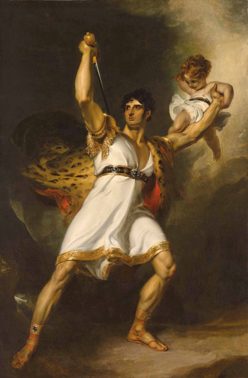 Porträtt av John Philip Kemble (1757-1823), fullängd, som Rolla från Sheridans Pizarro (olja på duk) av Thomas Lawrence