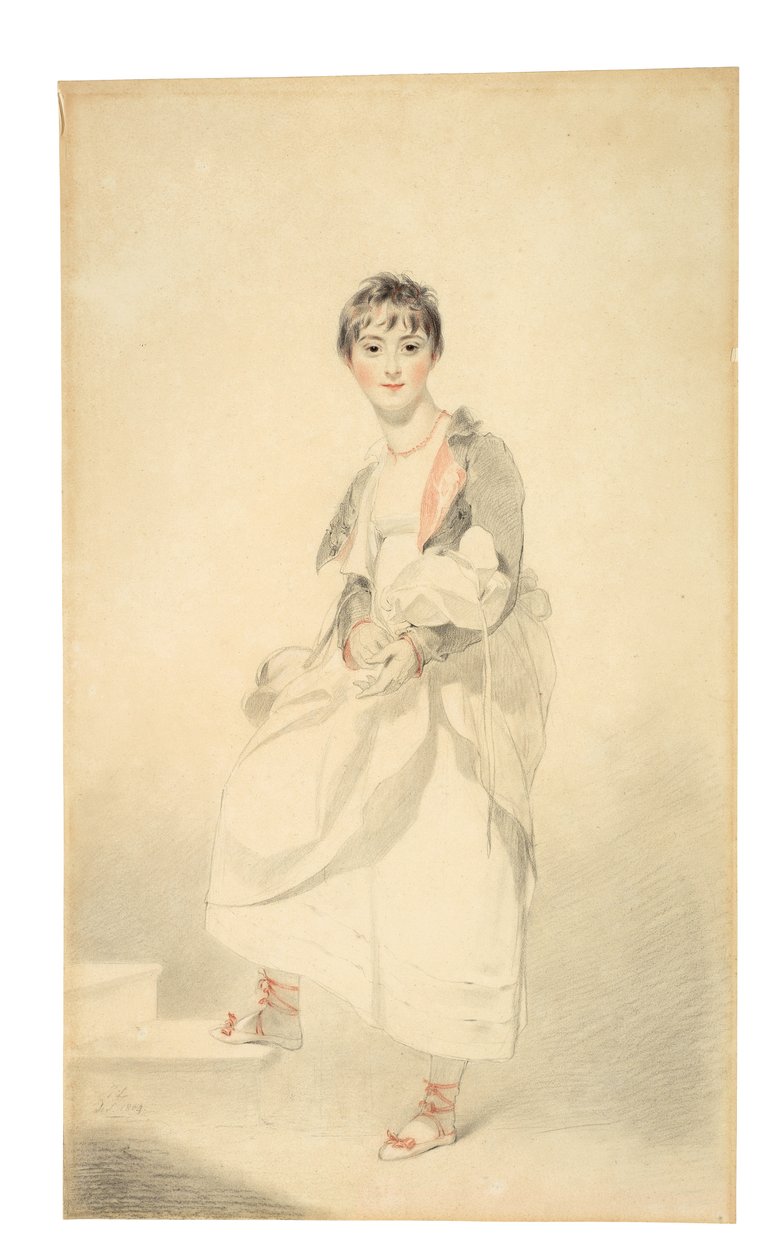 Porträtt av Lady Frances Hamilton (1795-1860) (svart och röd krita) av Thomas Lawrence
