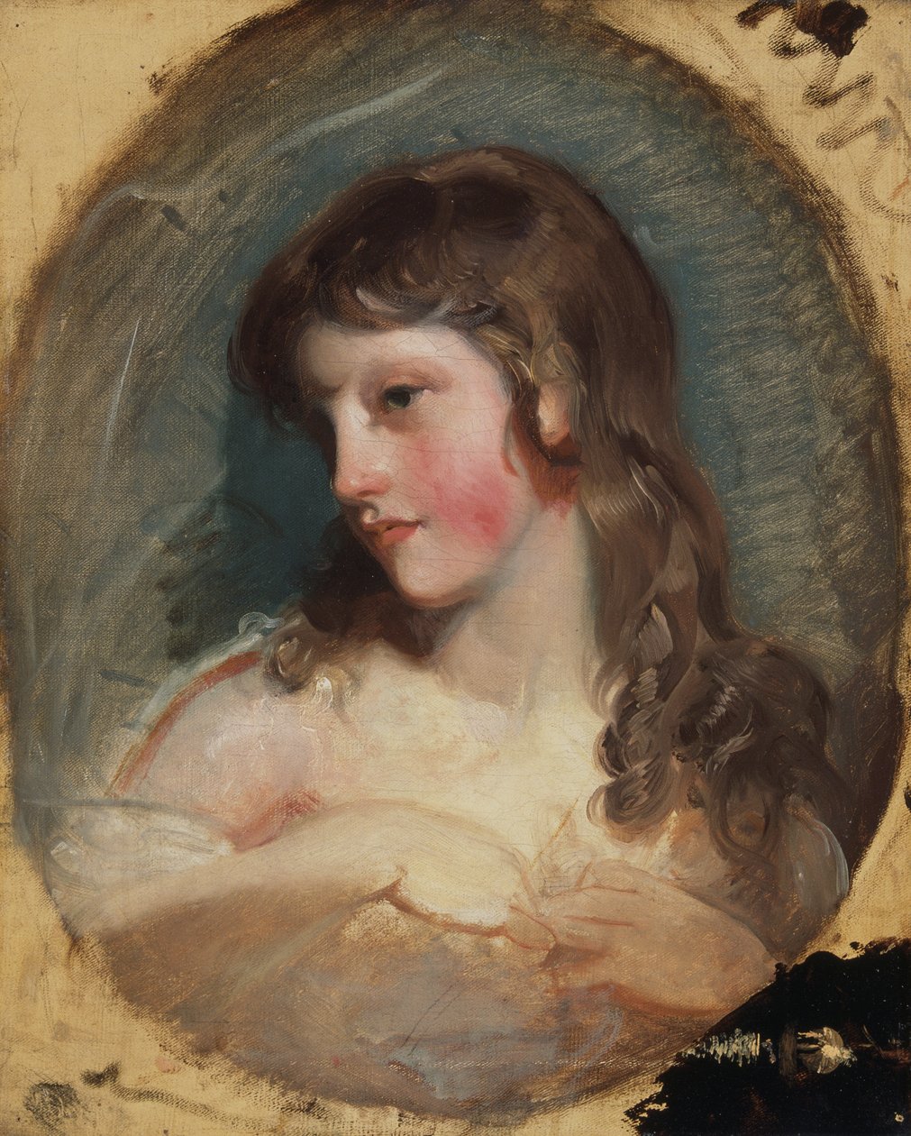 Studie av en flicka (olja på duk) av Thomas Lawrence
