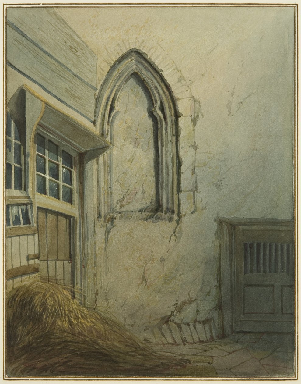 En liten domstol som gränsar till en passage från Baldwin Street till St Nicholas Street (penna och akvarell på papper) av Thomas Leeson the Elder Rowbotham