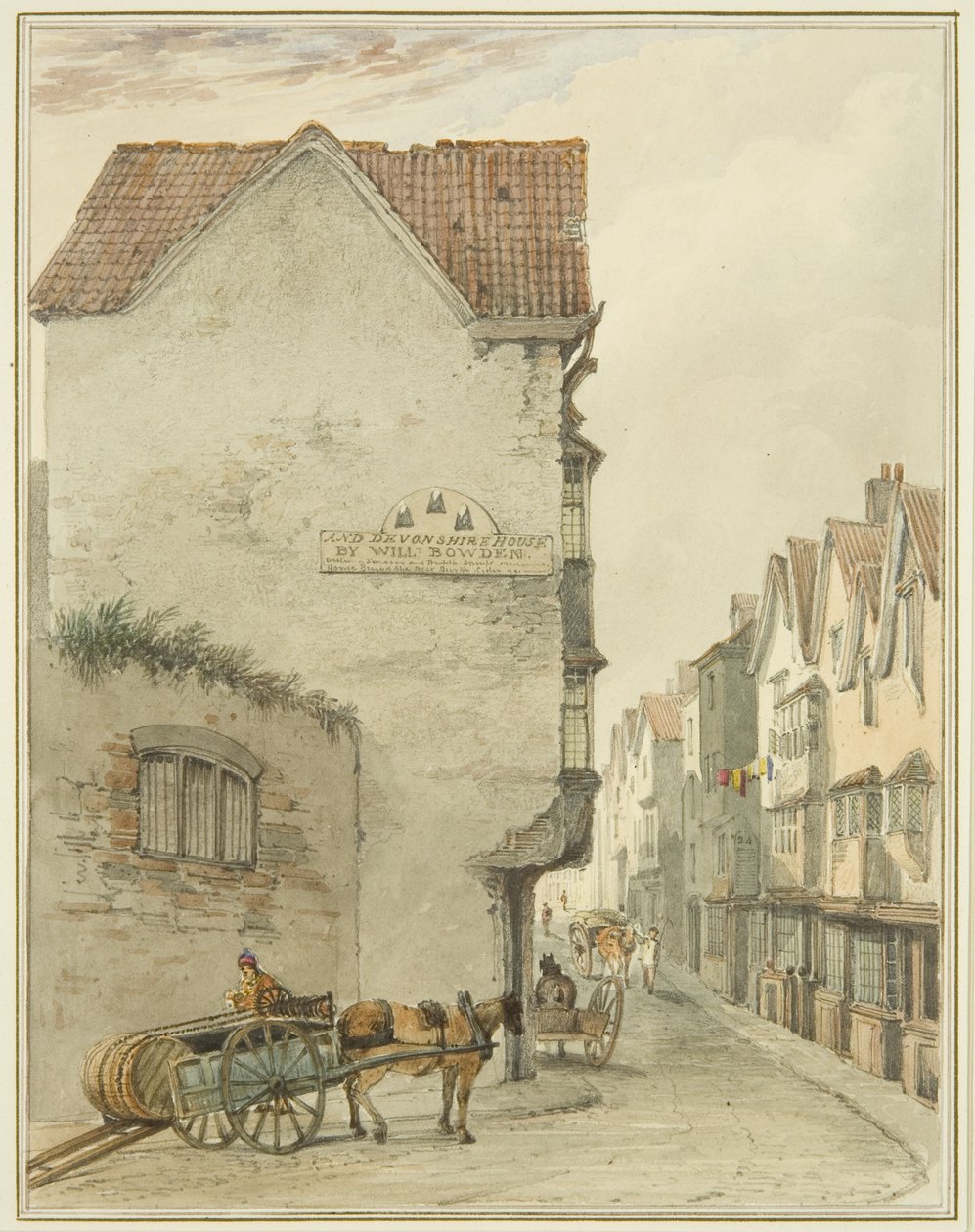 Back Street, ser söderut (akvarell på papper) av Thomas Leeson the Elder Rowbotham
