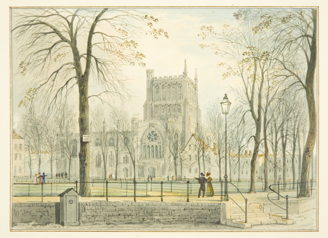 Bristol Cathedral and College Green (akvarell på papper) av Thomas Leeson the Elder Rowbotham