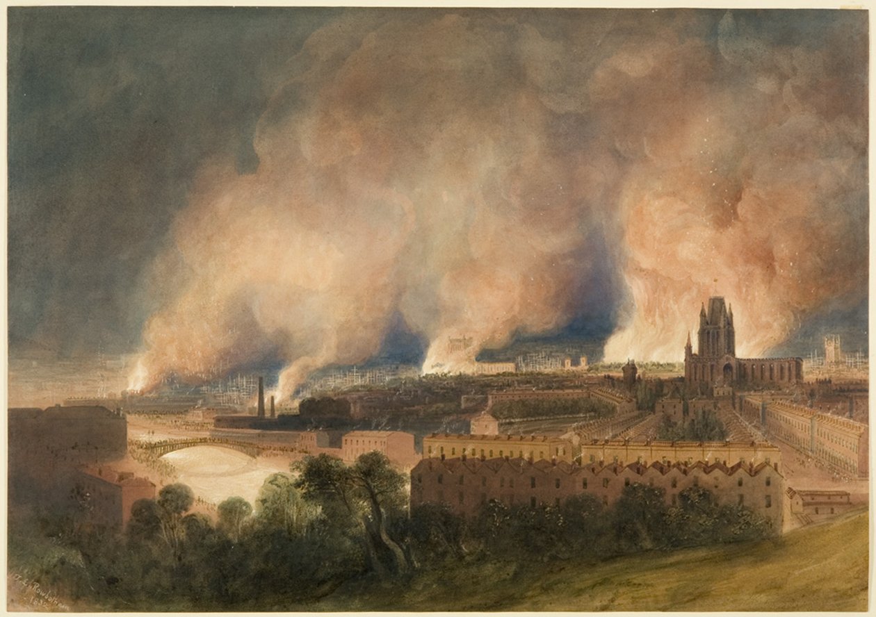 Bristol sett från Pile Hill, natten till den 30 oktober av Thomas Leeson the Elder Rowbotham