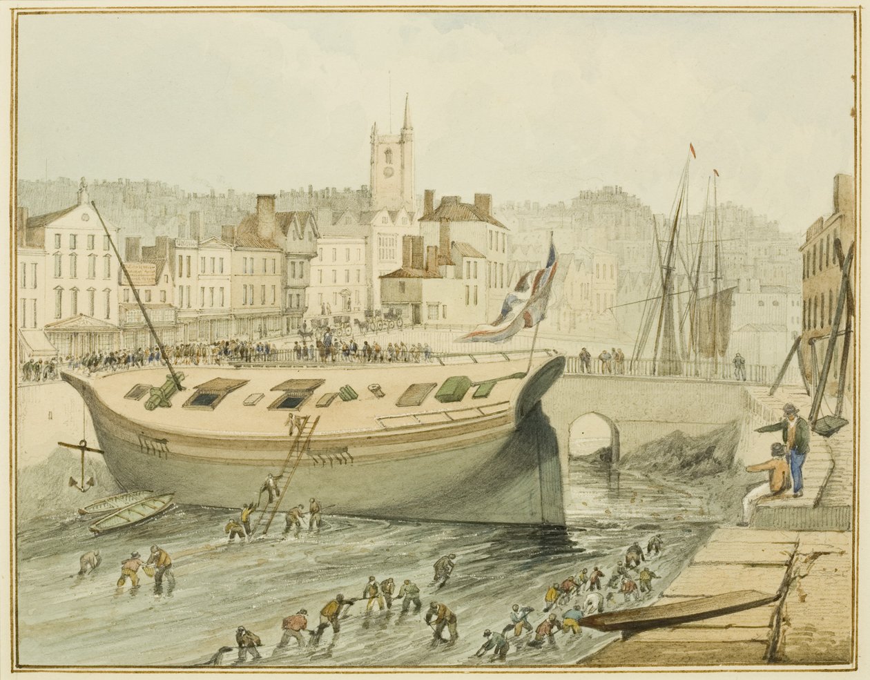 Rengöring av den flytande hamnen, 1828 av Thomas Leeson the Elder Rowbotham