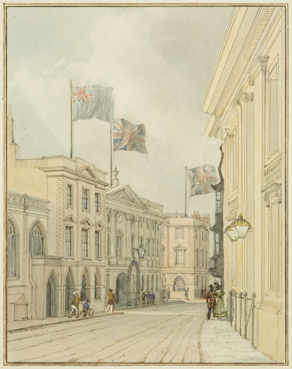 Corn Street från Council House (akvarell på papper) av Thomas Leeson the Elder Rowbotham