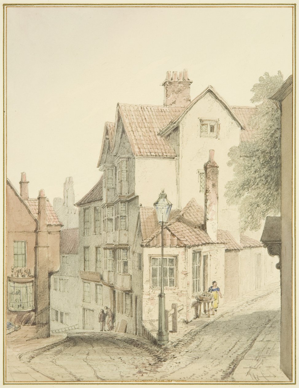 Hörn av Trenchard Lane och Steep Street (akvarell på papper) av Thomas Leeson the Elder Rowbotham