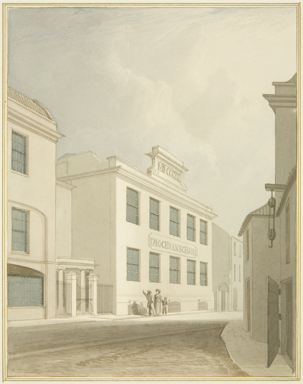 Diocesan Schools, Nelson Street (akvarell på papper) av Thomas Leeson the Elder Rowbotham