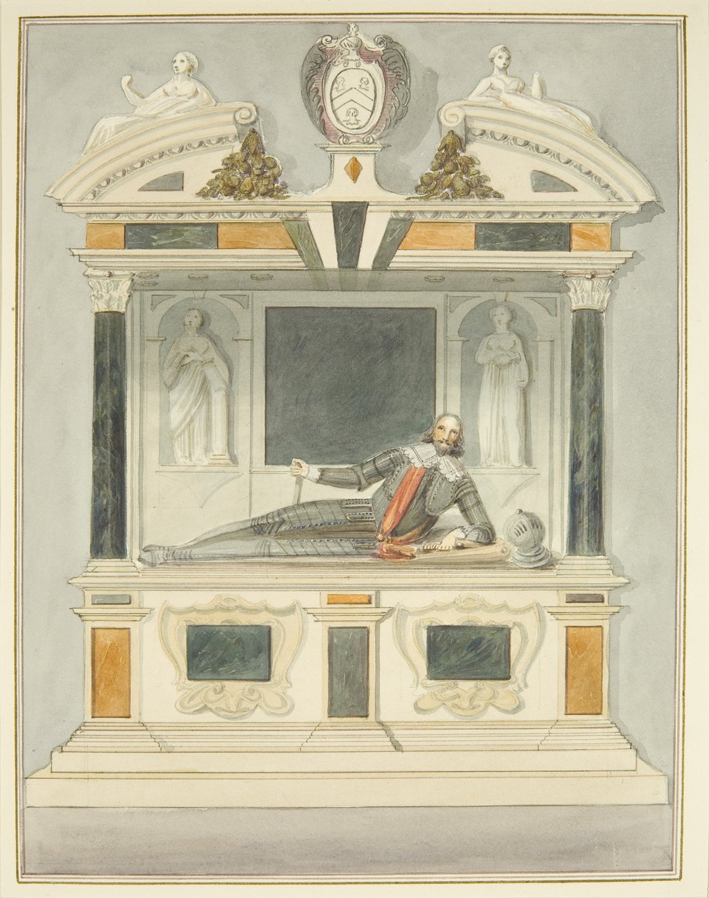 Bild av Sir Charles Vaughan i Bristol Cathedral (akvarell på papper) av Thomas Leeson the Elder Rowbotham