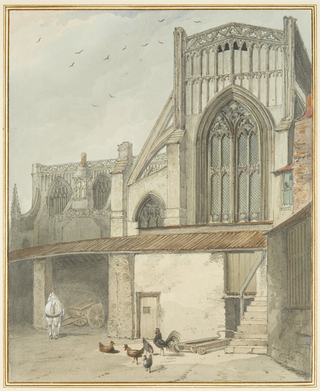 End of North Transept of St Mary Redcliffe (akvarell på papper) av Thomas Leeson the Elder Rowbotham