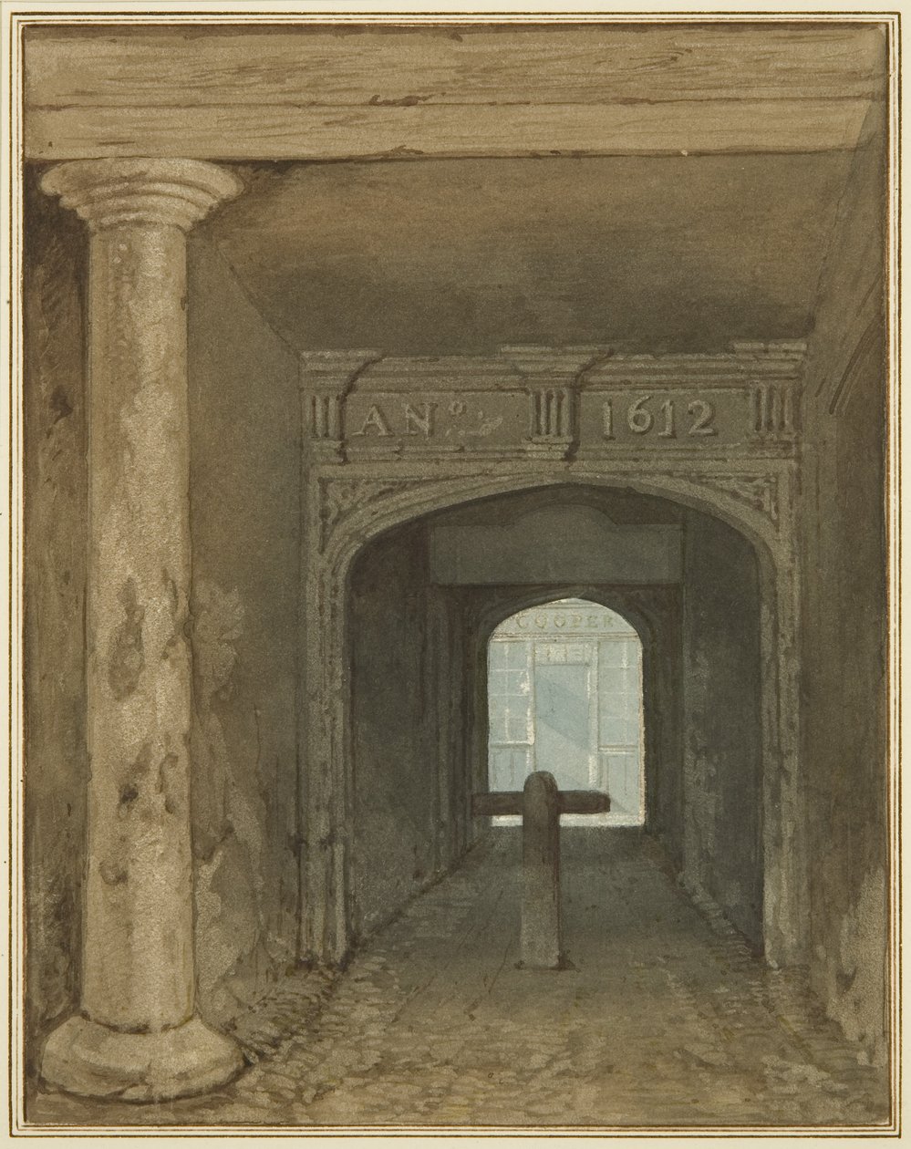 Guard House Passage, Wine Street (akvarell på papper) av Thomas Leeson the Elder Rowbotham