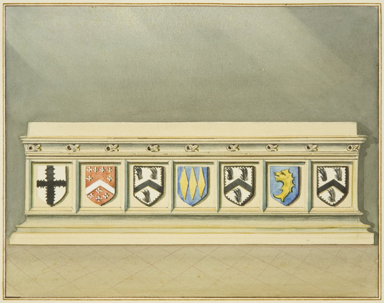 Heraldiska lager på Walter Framptons grav i St John