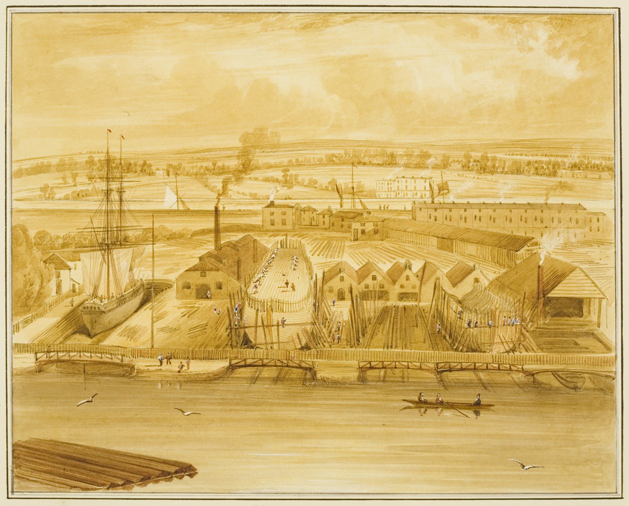 Hilhouses nya Dock sett från Mardyke av Thomas Leeson the Elder Rowbotham