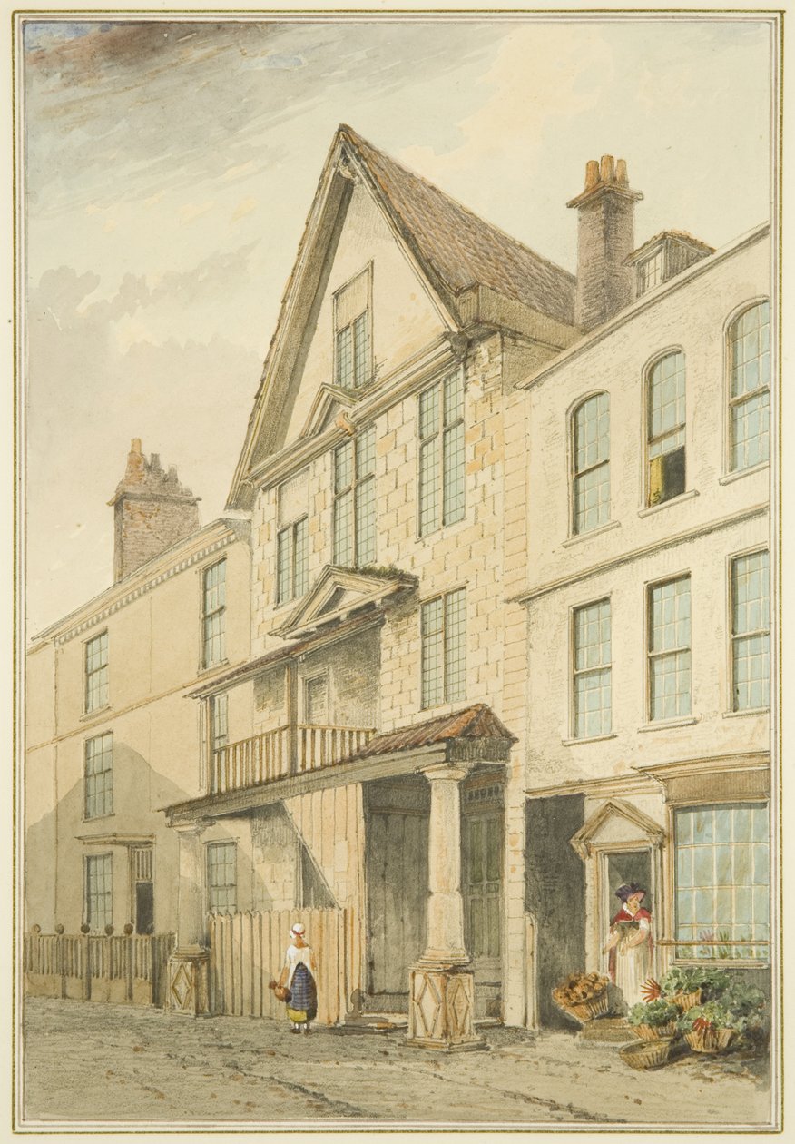 Hus i hörnet av Broad Plain och Goat Alley (akvarell på papper) av Thomas Leeson the Elder Rowbotham