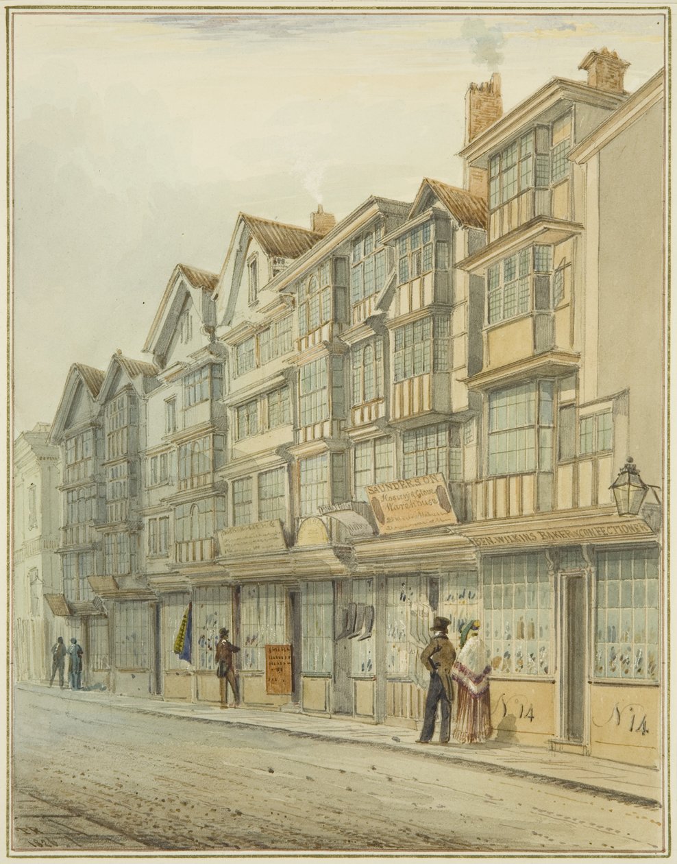 Tittar upp på Broad Street (akvarell på papper) av Thomas Leeson the Elder Rowbotham