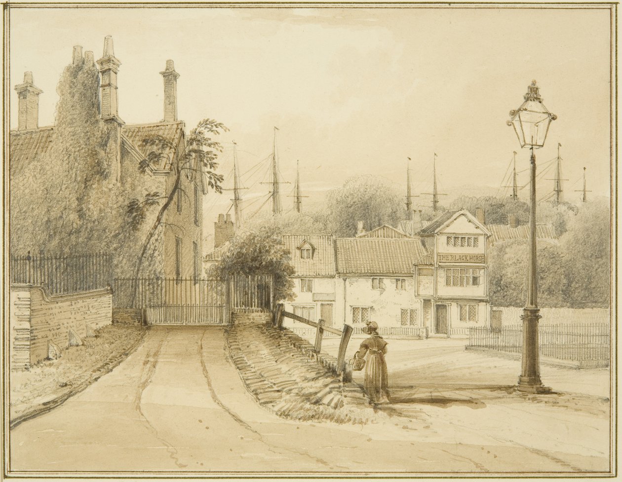 Lower College Green, eller College Square (akvarell på papper) av Thomas Leeson the Elder Rowbotham