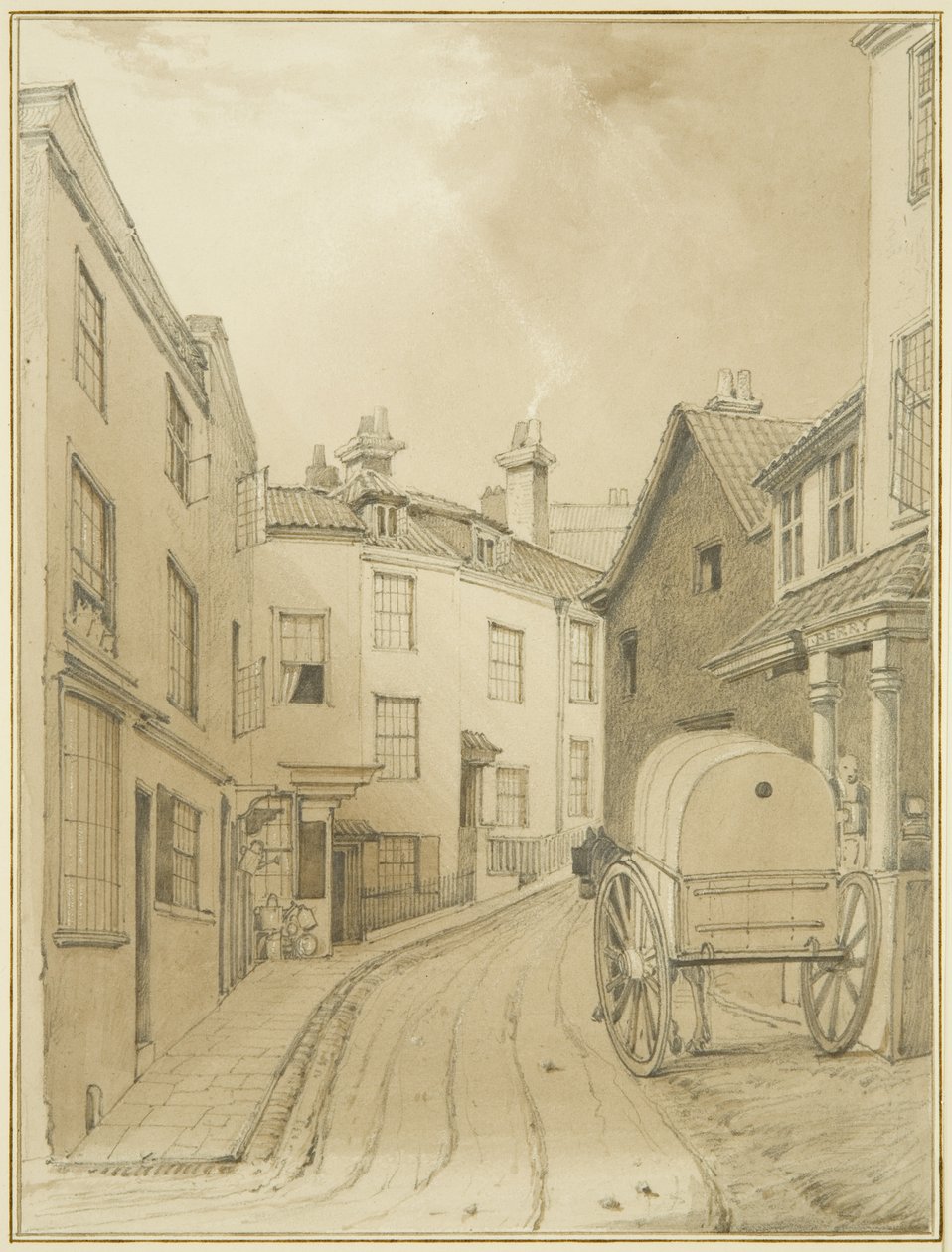 Lower End of Griffin Lane (akvarell på papper) av Thomas Leeson the Elder Rowbotham