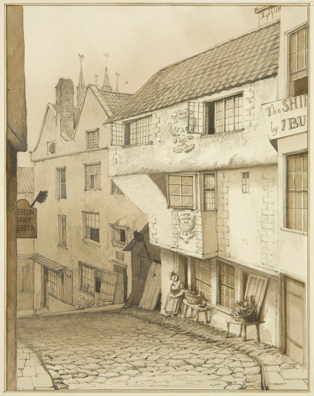 Nedre änden av Steep Street, med hus av Thomas Leeson the Elder Rowbotham