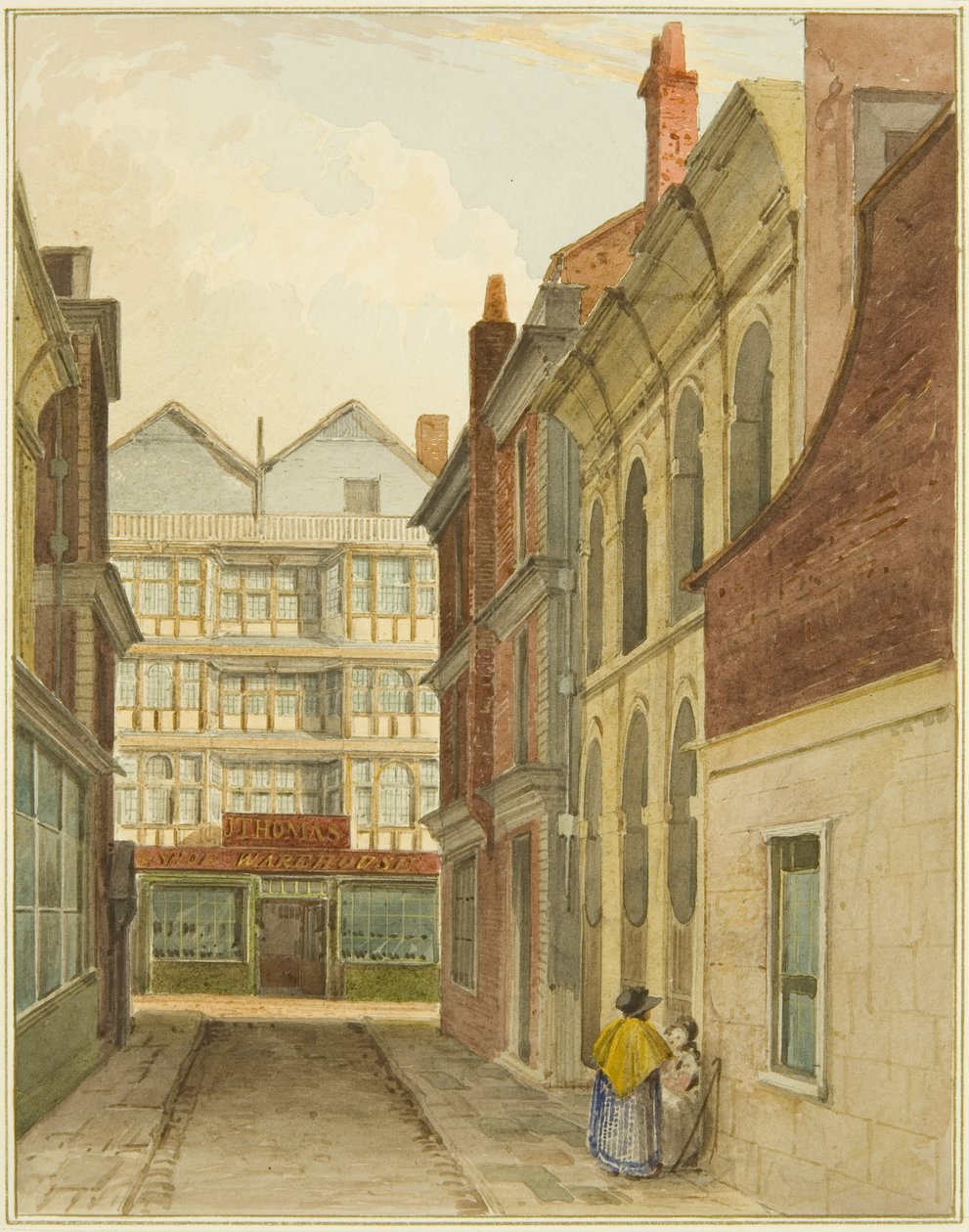 Mary-le-Port Street sett från Cheese Market (akvarell på papper) av Thomas Leeson the Elder Rowbotham