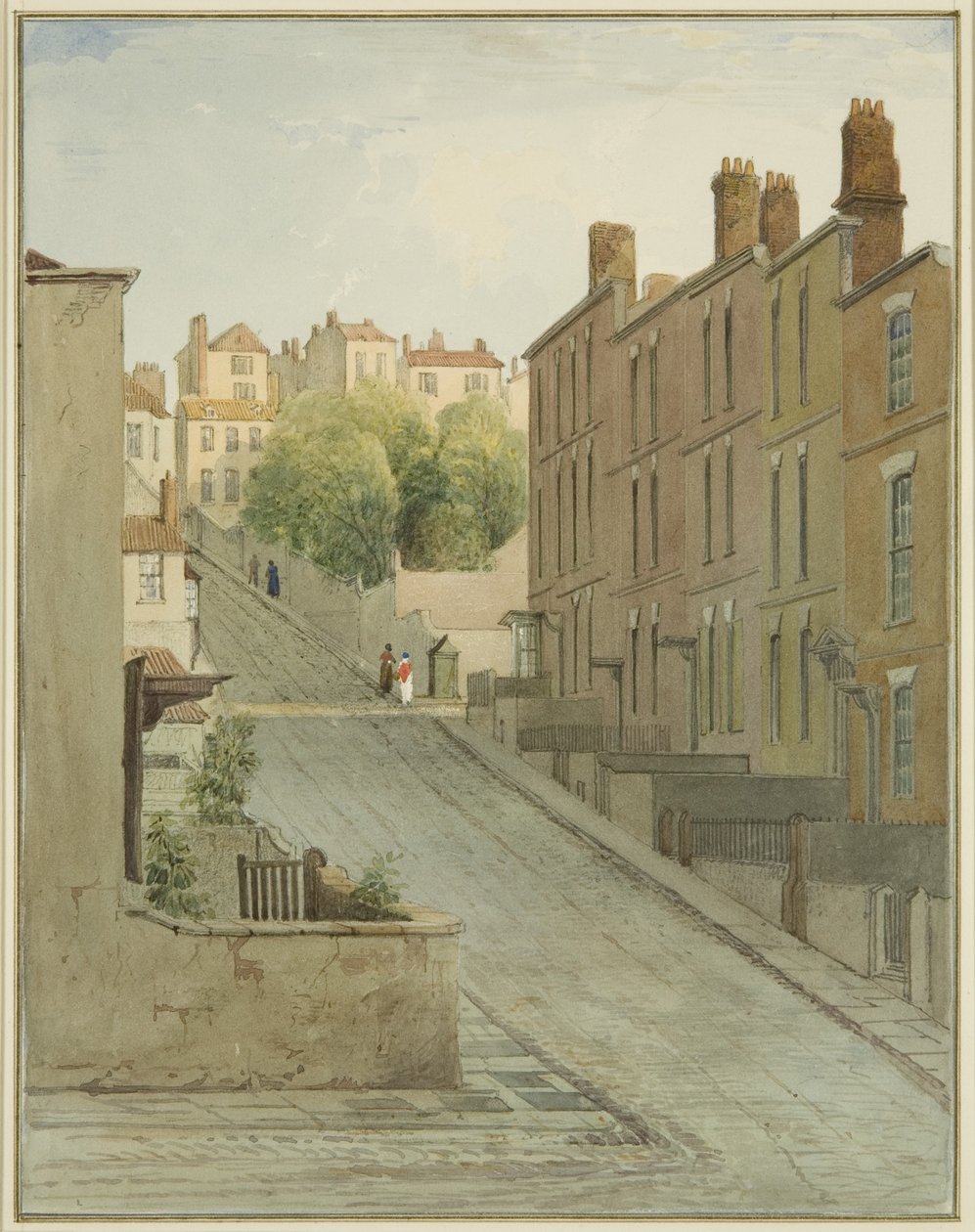 Montague Street och hus på Kingsdown (penna och akvarell på papper) av Thomas Leeson the Elder Rowbotham