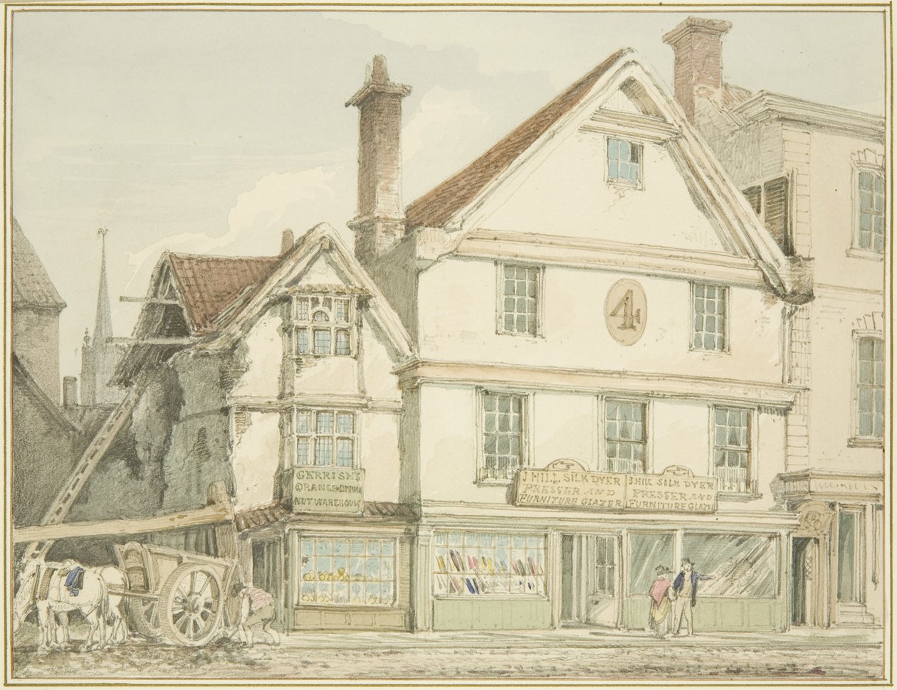 North-West Angle of Broadmead (penna och akvarell på papper) av Thomas Leeson the Elder Rowbotham
