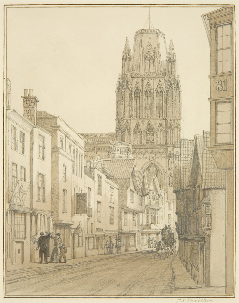 Norrvy av St Mary Redcliffe Church sett från Redcliffe Street av Thomas Leeson the Elder Rowbotham